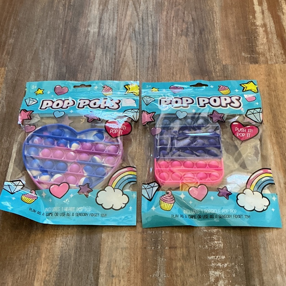 Heart and Popsicle Pop it Fidget Toy Set - Blue, Pink, Purple